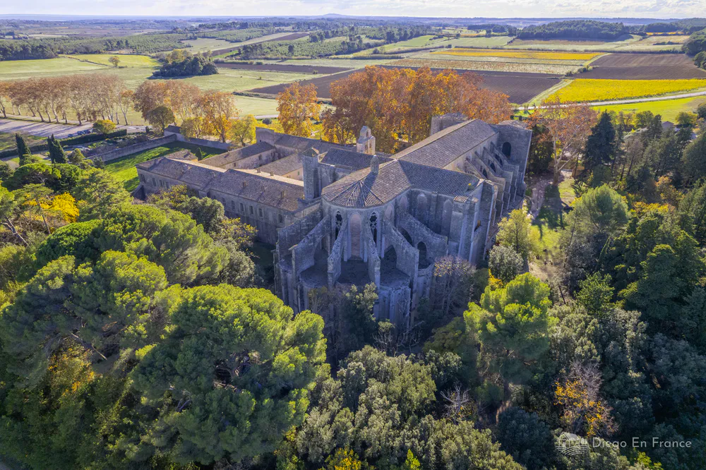 Fotografía de diegoenfrance.com de la abadía de Valmagne en Occitanie