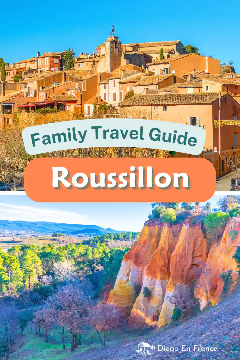 Collage of ochre landscapes in Roussillon, Provence, France