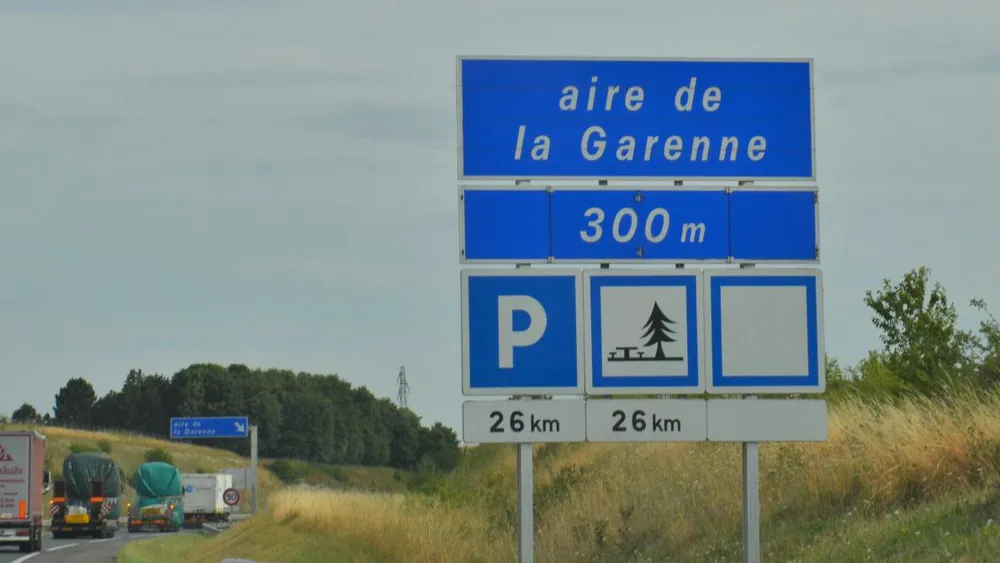 Example of a Highway Rest Area Signage Panel in France