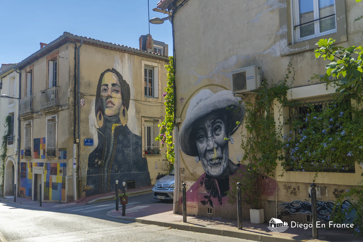Street Art in the colorful Méditerranée District. Things to do in Montpellier