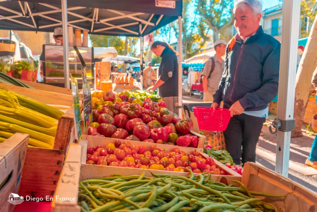 The typical Montpellier market in the arches of the aqueduct