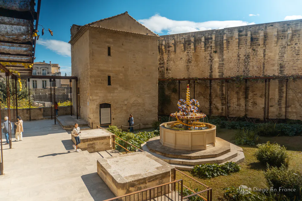 Fotografía de diegoenfrance.com en los patios ajardinados del Palacio de los Papas, recomendada entre las mejores cosas que hacer en Aviñón
